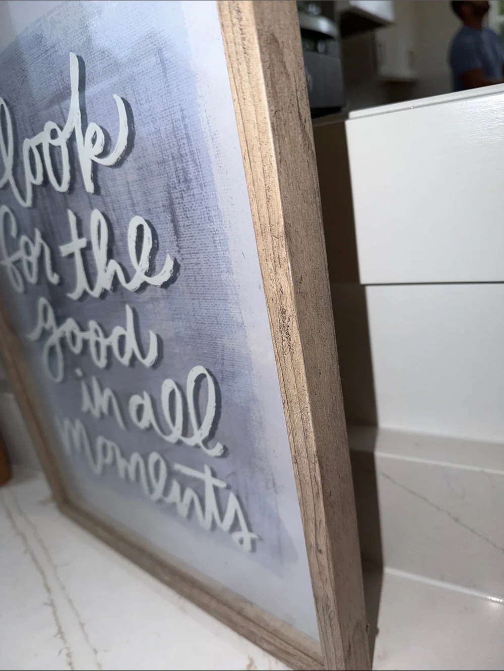 Look for the Good in All Moments Framed Wall Art - White & blue